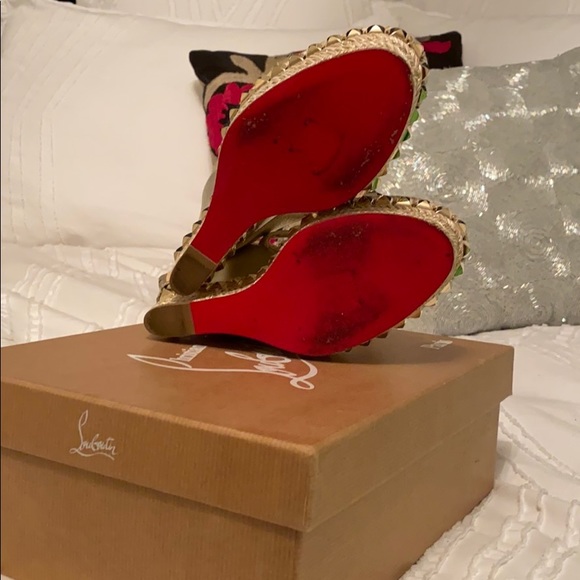 Louboutin Gold Wedges - Picture 4 of 8